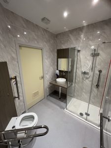 Ensuite overview showing shower, sink and toilet